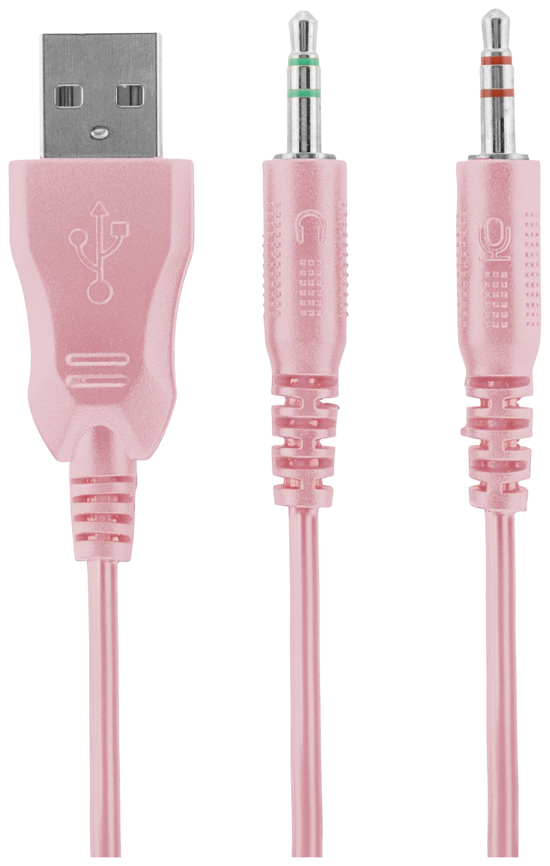 DELTACO GAMING PH85 Over Ear Headset kabelgebunden Stereo Pink, Rosa Mikrofon-Stummschaltung Gaming