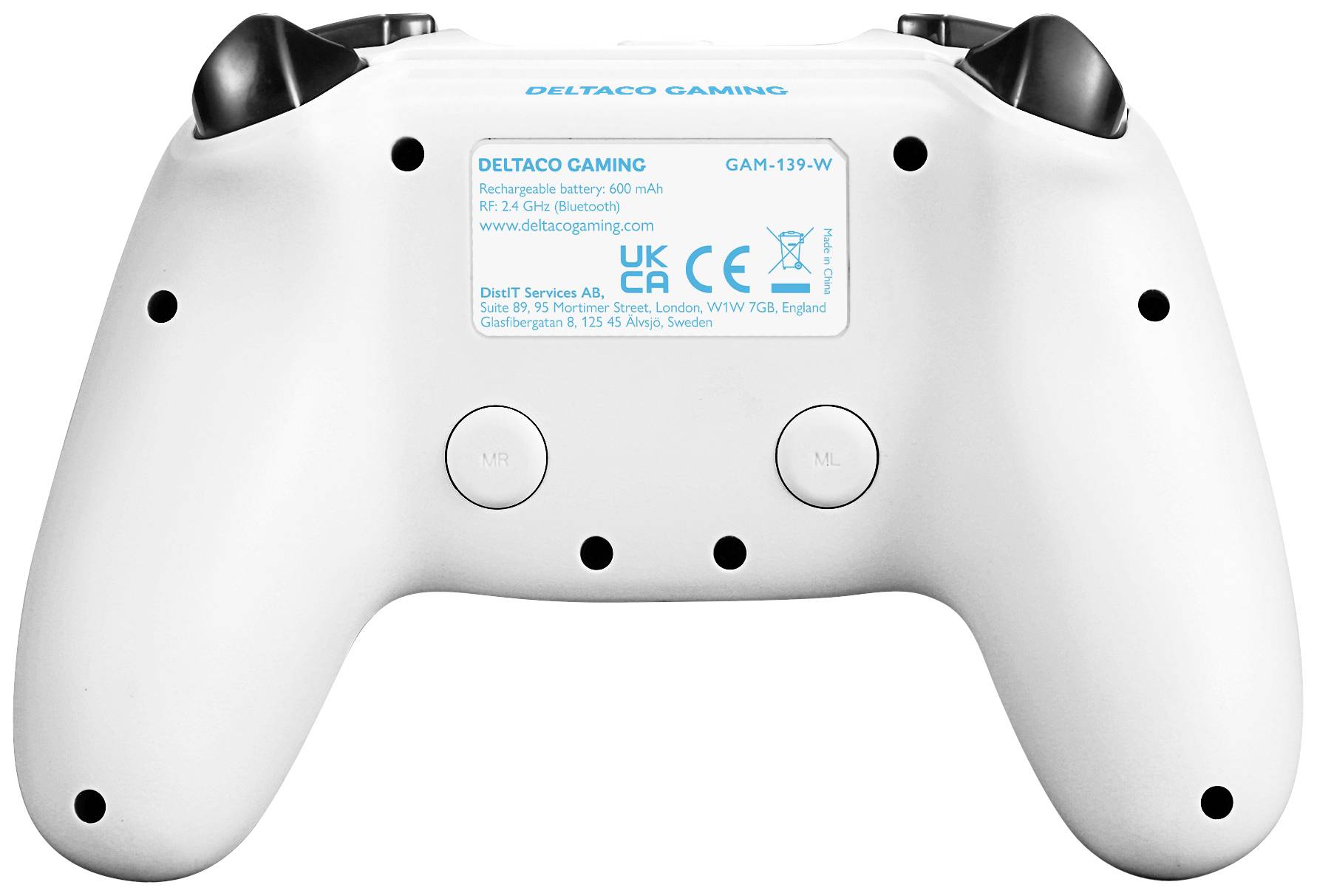 DELTACO GAMING Wireless PS4 & PC Controller Controller PlayStation 4, PC, Android, iOS Weiß