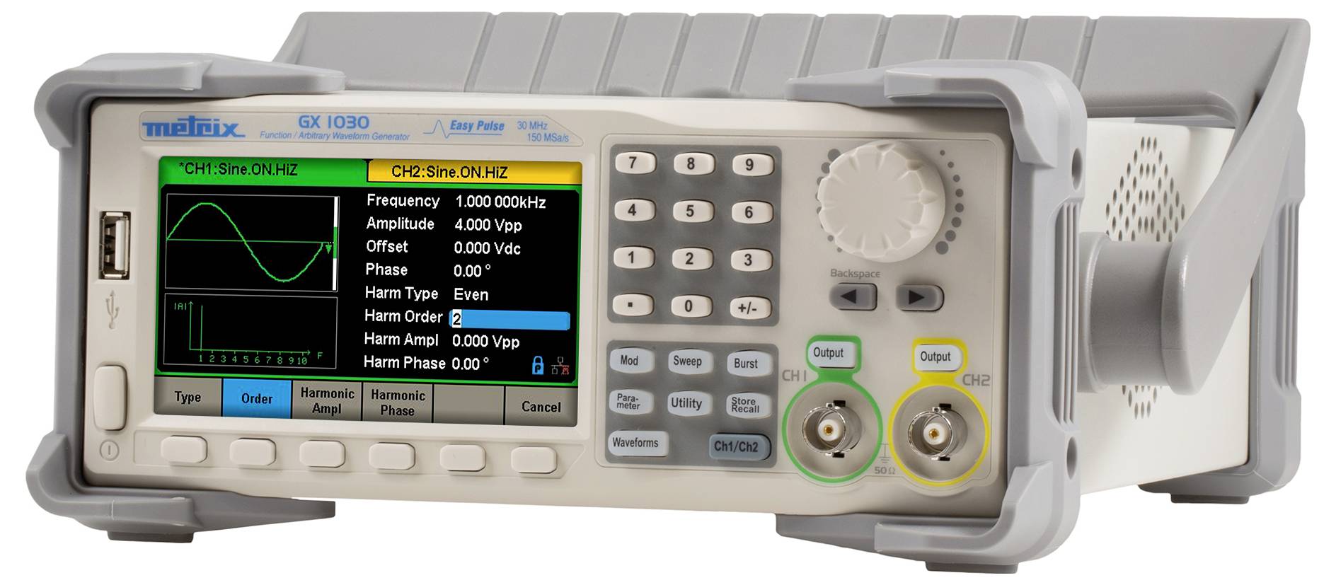 Metrix GX 1030 Funktionsgenerator netzbetrieben 0.01MHz - 30MHz Arbiträr, Dreieck, Lorentzkurve, Puls, Rampe, Rauschen, Rechteck