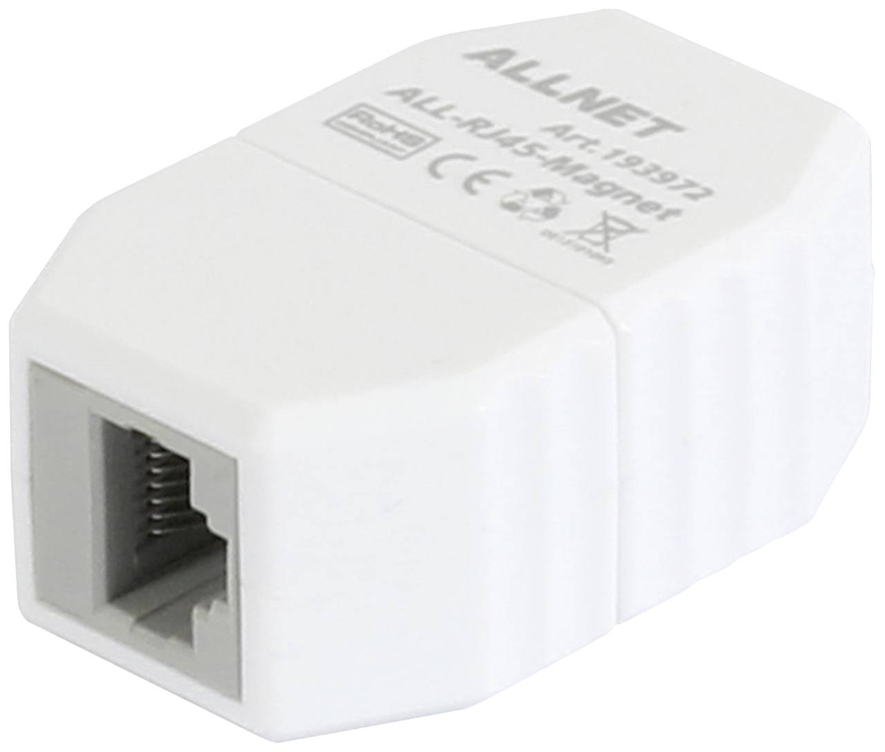 Allnet ALL-RJ45-Magnet RJ45 Sicherungskupplung, Abwurfbuchse, PoE fähig, bis zu 10GBit 193972 Stecker, gerade Weiß 1St.