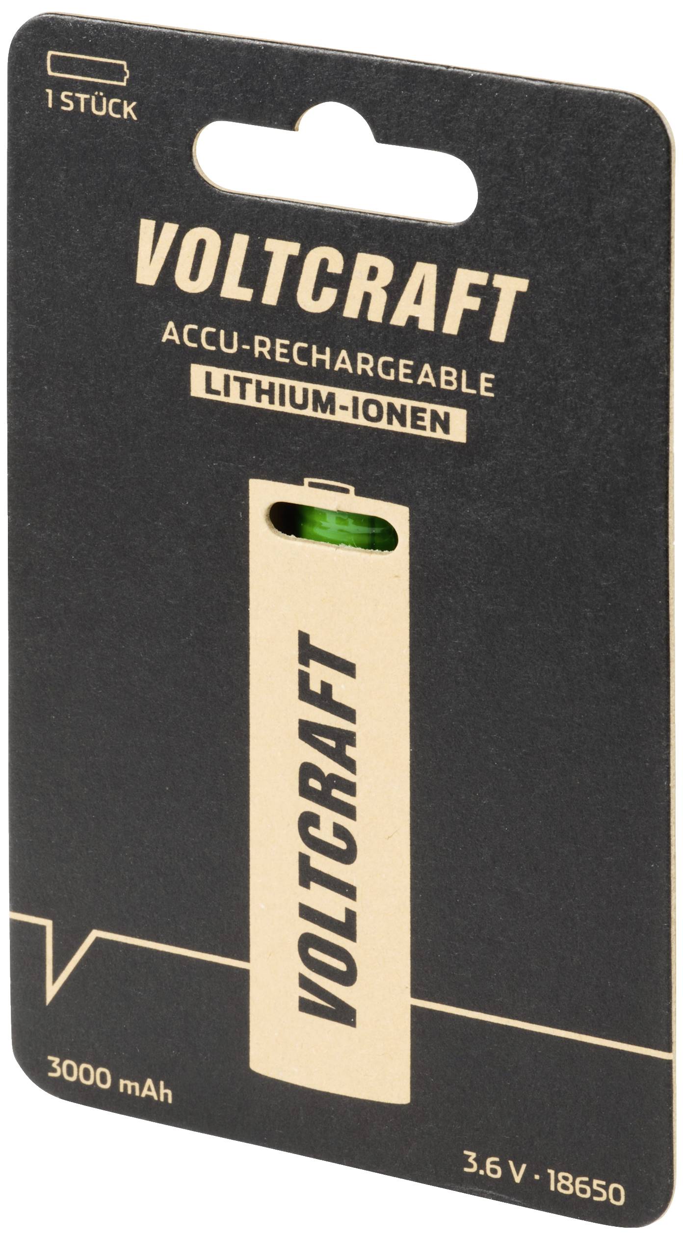 VOLTCRAFT VC-Li 3,6-3000 Spezial-Akku 18650 Flat-Top Li-Ion 3.6V 3000 mAh 1St.