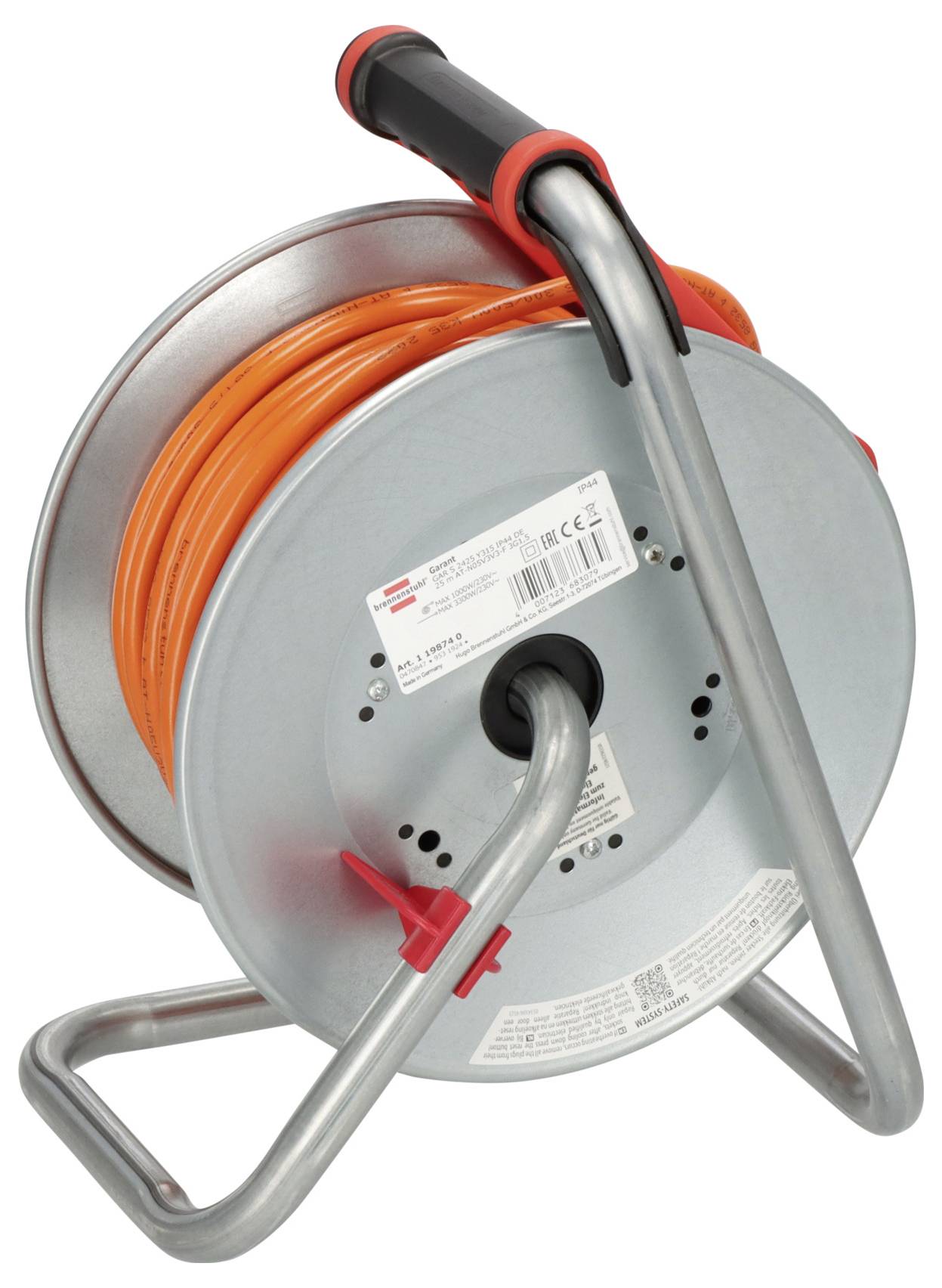 Brennenstuhl 1198740 Kabeltrommel 25 m Orange Schutzkontakt-Stecker