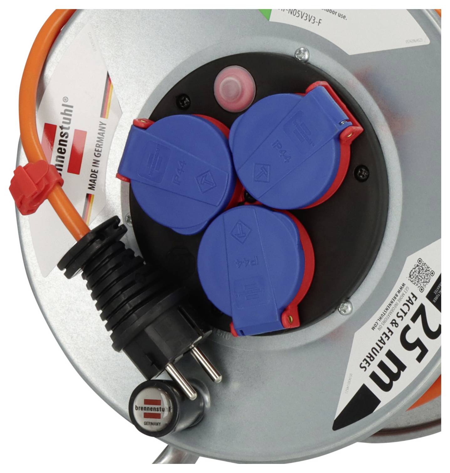 Brennenstuhl 1198740 Kabeltrommel 25 m Orange Schutzkontakt-Stecker