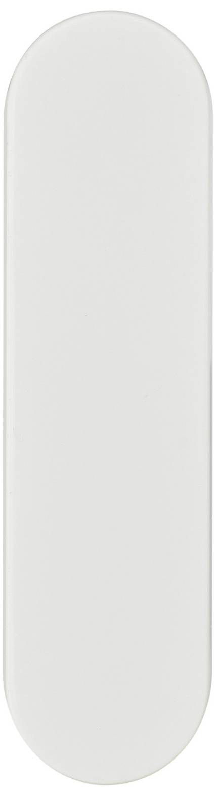 Ein weißer, länglicher, vertikaler Gegenstand mit abgerundeten Kanten vor einem neutralen Hintergrund.