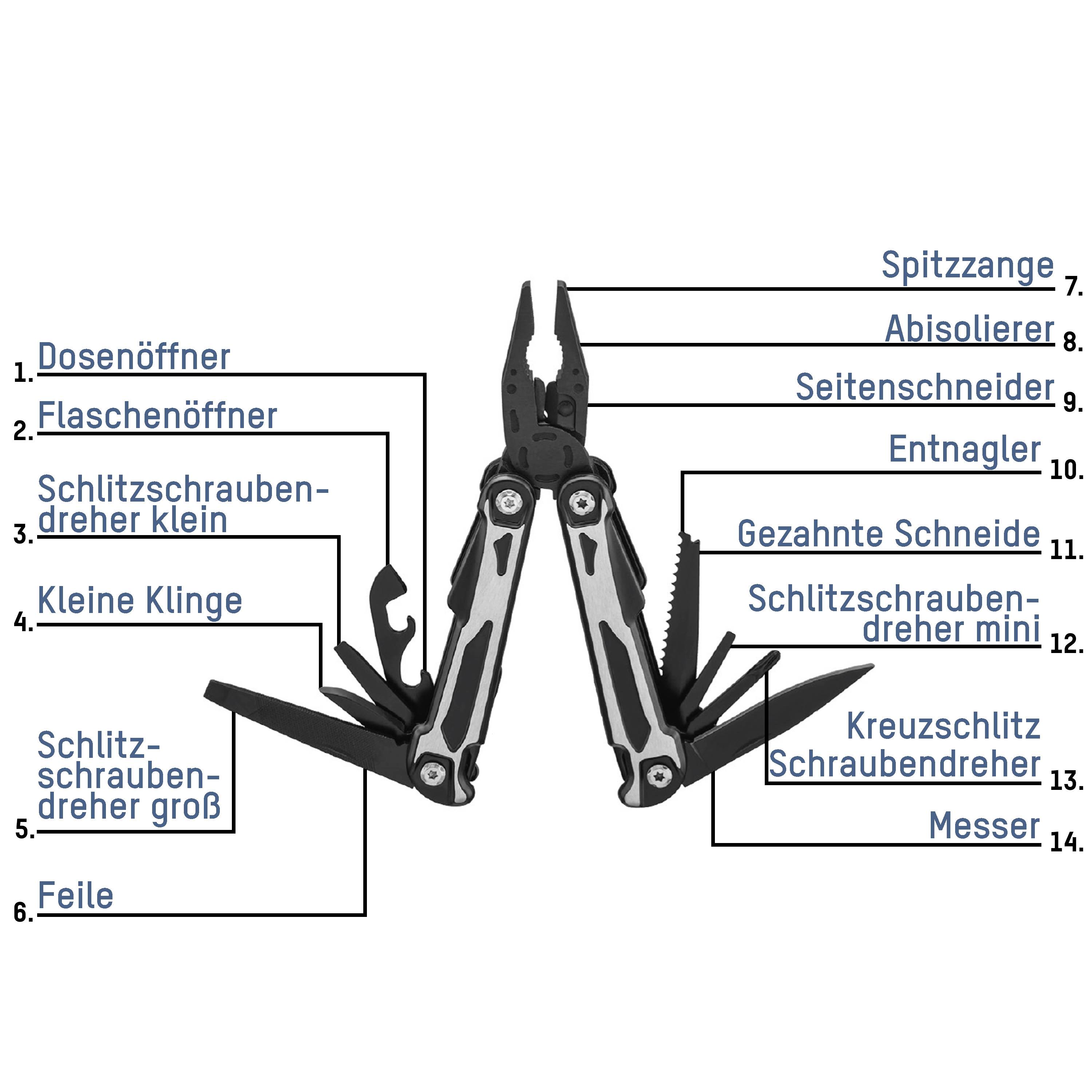 Ansmann Multitool 14in1 1900-0112 Multitool Anzahl Funktionen 14 Schwarz