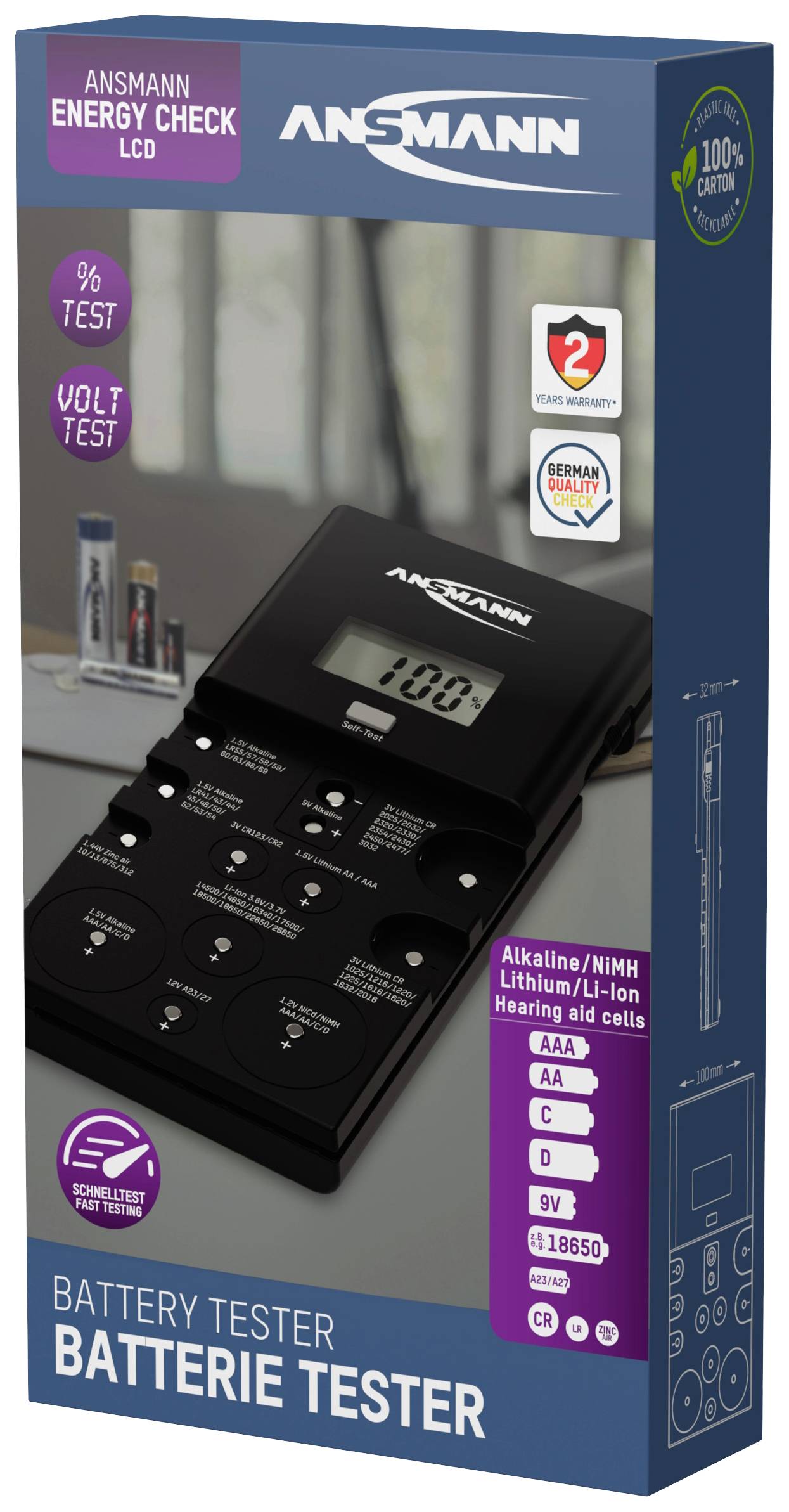 Ansmann Batterietester Energy Check LCD 1900-0100