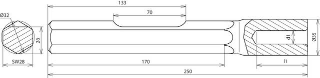 DEHN 620029 HE TE 20 SW28 VH BO STBLANK Hammereinsatz