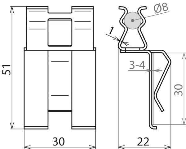 DEHN 308141 DC BK 8 FL30 STBLANK Bewehrungsklemme