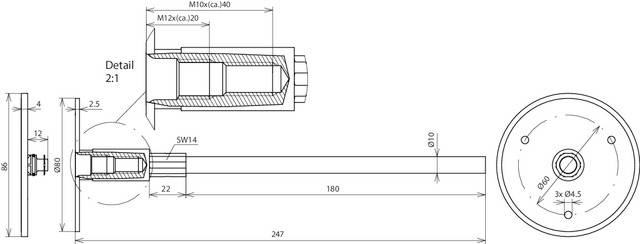 DEHN 478049 EFPM M10 12 V4A L245 VP V2A Erdungsfestpunkt 1 St.