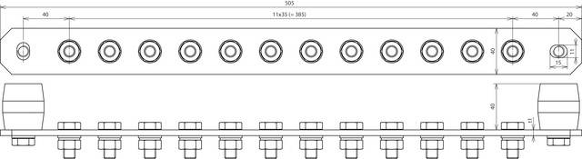 DEHN 472239 PAS I 12AP M10 V2A Potentialausgleichsschiene 1St.
