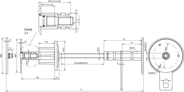 DEHN 478540 WD M10 12 V4A DWD L300 400 STTZN Wanddurchführung 1St.