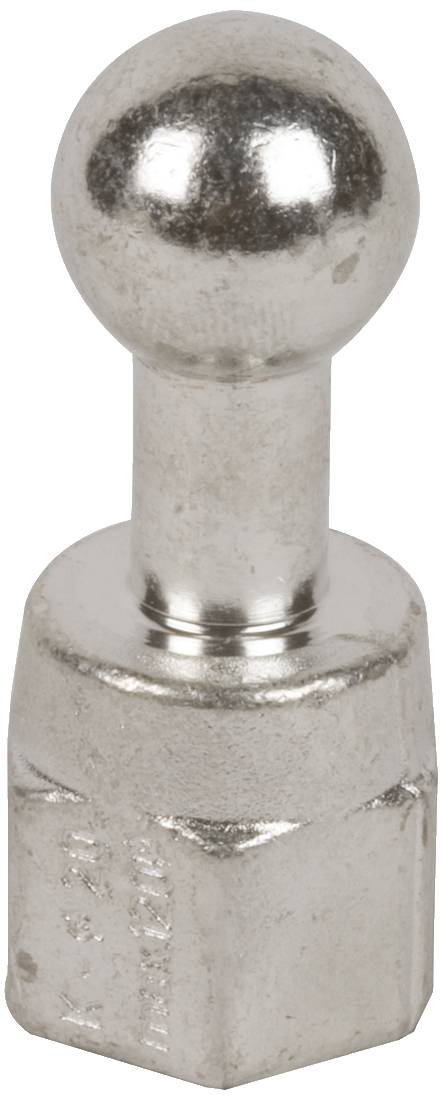 Metallkugelkupplung mit sechseckiger Basis und glänzender Oberfläche.