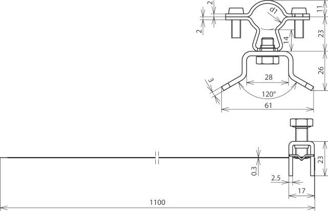 DEHN 275320 LH ZS 20 23 SB50.300 V2A Leitungshalter 1St.