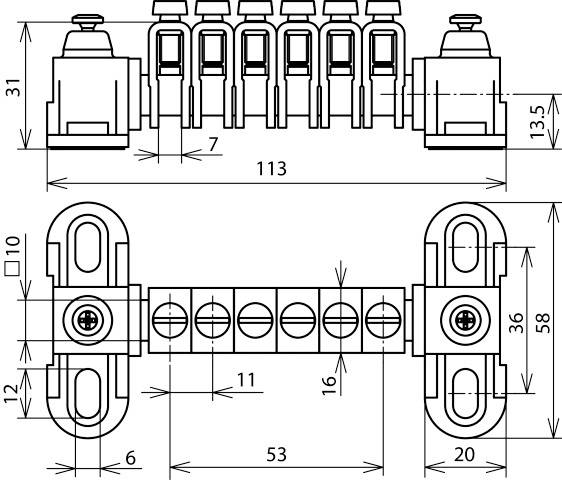DEHN 563105 PAS 6RK OH Potentialausgleichsschiene 1St.