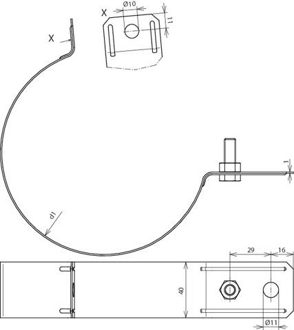 DEHN 420127 RRS 120 B11 CU Regenrohrschelle 1St.