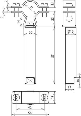 DEHN 253279 LH ZS 20 23 KT D16 L85 V2A Leitungshalter 1St.