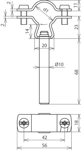 DEHN 253289 LH ZS 20 23 DS10 L75 V2A Leitungshalter 1St.
