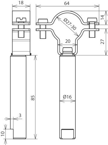 DEHN 253331 LH ZS 27 KT D16 L85 V2A Leitungshalter 1St.