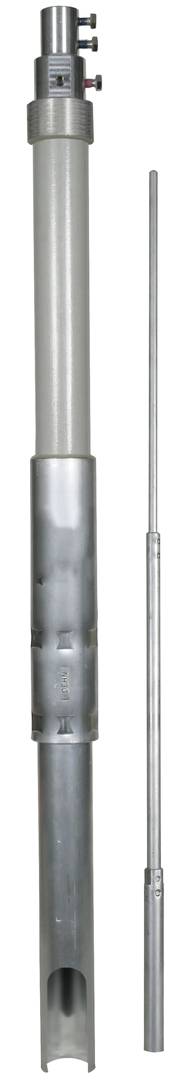 Bohrgerät zur Entnahme von Bodenproben, bestehend aus einem zylindrischen Hauptkörper und einer schmalen Sonde.