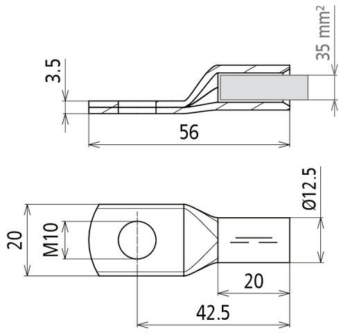 DEHN 472434 PKS 35 10 CUGALSN Rohrkabelschuh 35 mm² 3 St.