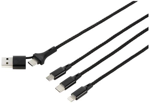 USB-Ladekabel USB 2.0 USB-A Stecker 1.20m Anthrazit/Schwarz Aluminium-Stecker US203/1.2M