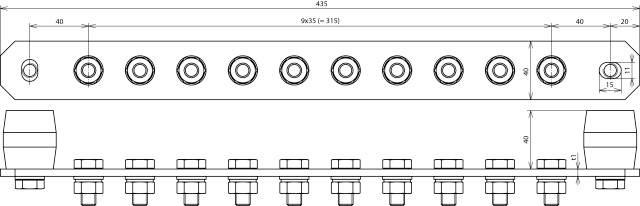 DEHN 472219 PAS I 10AP M10 V2A Industrie-Potentialschiene 1 St.