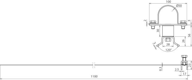 DEHN 105361 BS D50 DS30 SB50.300 V2A Befestigungsschelle 1St.