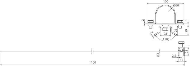 DEHN 105360 BS D50 SB50.300 V2A Befestigungsschelle 1St.