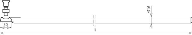 Technische Zeichnung eines zylindrischen Bauteils mit einer Länge und einem Durchmesser von 16 mm. Details zu Maßen und Form.