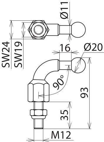 DEHN 707235 KFP 20 W90 M12 35SSM Kugelfestpunkt 1St.