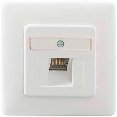 Rutenbeck UAE-ClassEA iso8Uprw Netzwerkdose Unterputz Einsatz mit Zentralplatte und Rahmen Weiß
