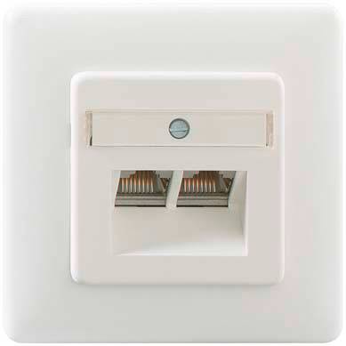 Rutenbeck 136112070 Netzwerkdose Unterputz Einsatz mit Zentralplatte und Rahmen Weiß