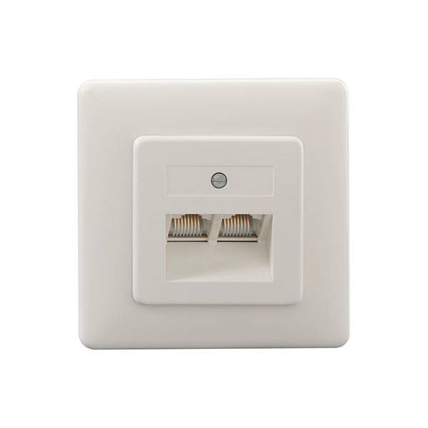 Rutenbeck UAE 8/8(8/8) Up rw Netzwerkdose Unterputz Einsatz mit Zentralplatte und Rahmen Weiß