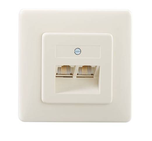 Rutenbeck IAE/UAE2x8(4)TRSUPrw Netzwerkdose Unterputz Einsatz mit Zentralplatte und Rahmen Weiß