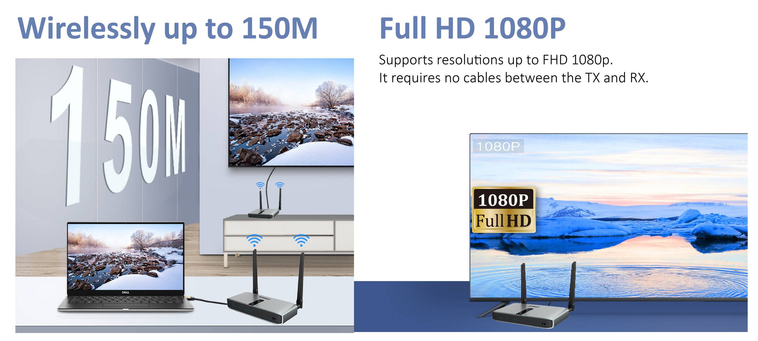 SpeaKa Professional SP-HWE-800 HDMI-Funkübertragung (Set) 150m 5GHz 1920 x 1080 Pixel Sichere Funkübertragung, durchgeschleifter