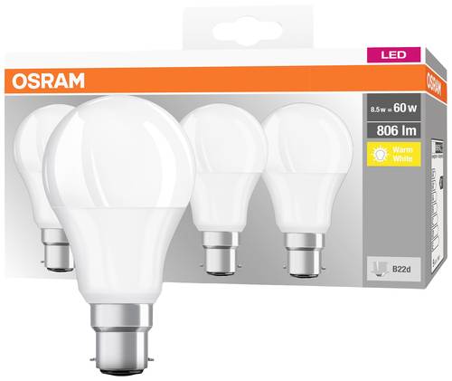 OSRAM 4058075819511 LED EEK F (A - G) B22d Glühlampenform 8.5W = 60W Warmweiß (Ø x L) 60mm x 112m