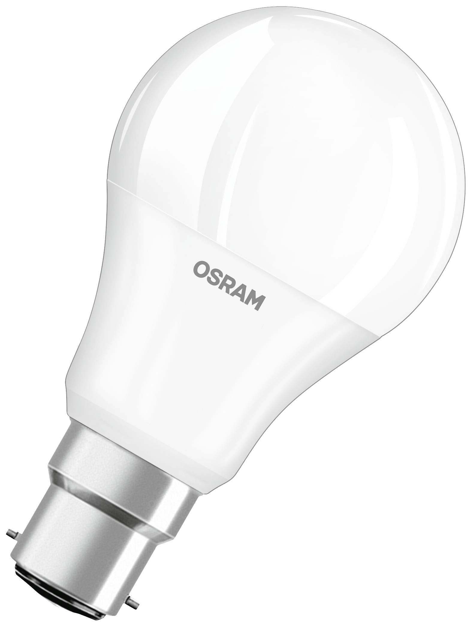 Glühbirne von OSRAM mit weißem Sockel und kugelförmigem Glas, zeigt moderne LED-Technologie.