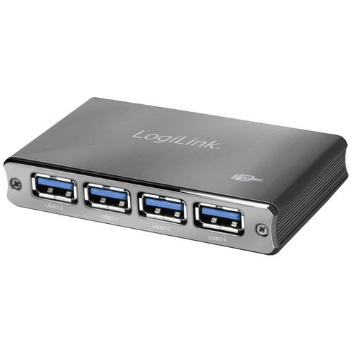 LogiLink UA0282 USB 3.0-Hub mit Aluminiumgehäuse, mit Status-LEDs Space Grau