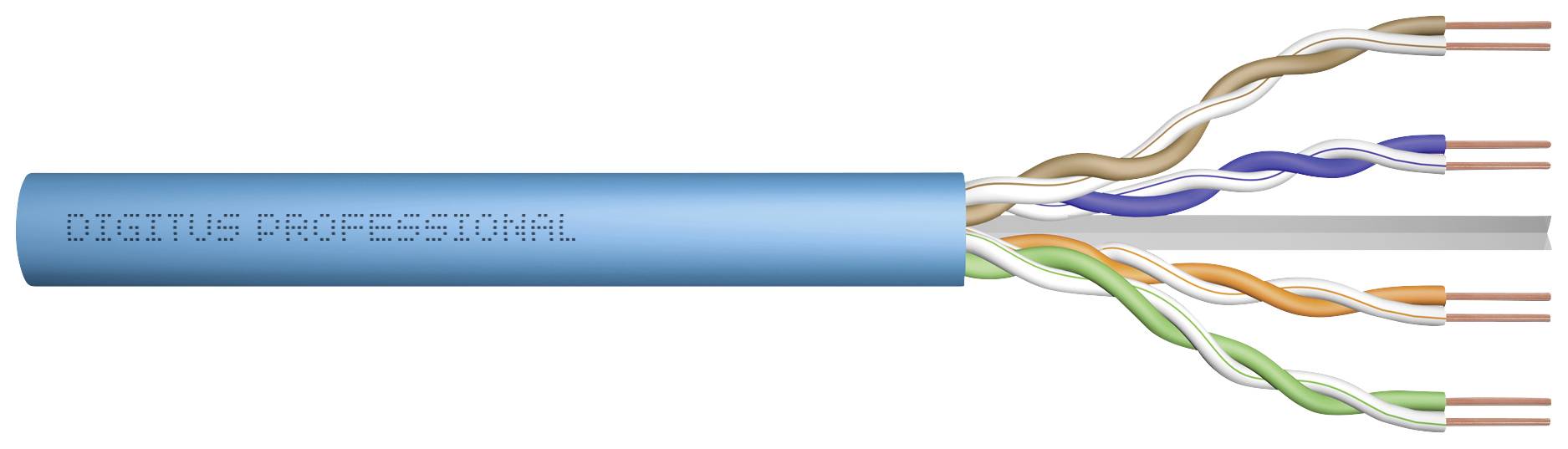 Kabel mit vier verdrillten Aderpaaren, Bezeichnung 'DIGIUS PROFESSIONAL', geeignet für Netzwerk- oder Datenverbindungen.