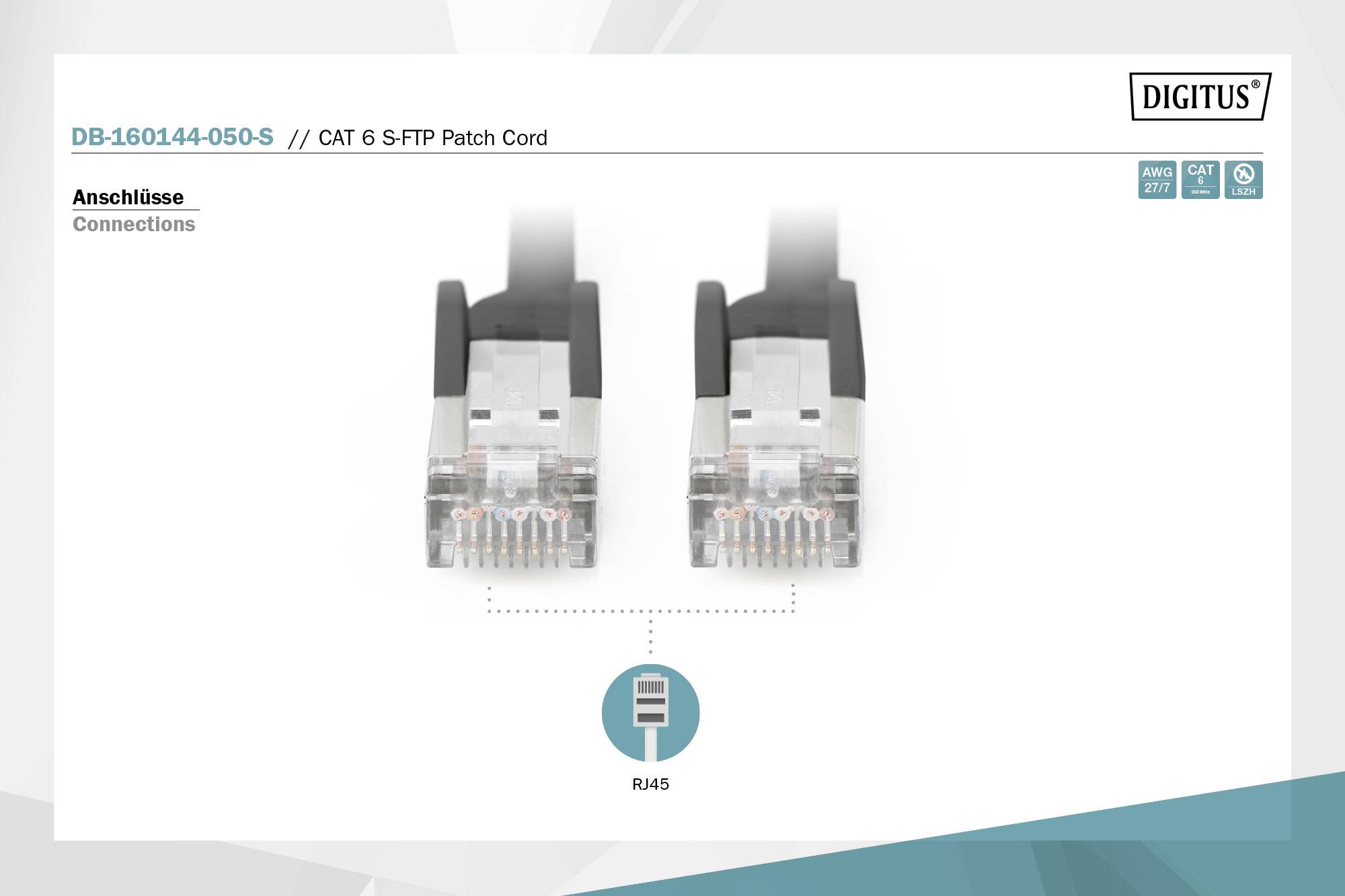 Digitus DB-160144-050-S RJ45 Patchkabel CAT 6 S/FTP 5.00 m Schwarz 1 St.