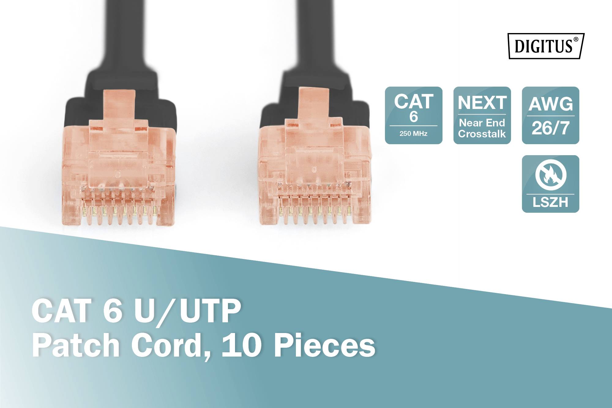 Digitus DK-1617-005-BL-10 RJ45 Netzwerkkabel, Patchkabel CAT 6 U/UTP 0.50 m Schwarz 1 St.