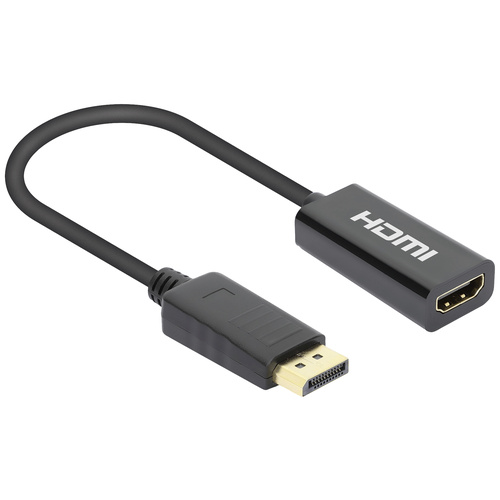 Manhattan 153713 DisplayPort Adapter [1x HDMI-Buchse - 1x DisplayPort Stecker] Schwarz 15 cm