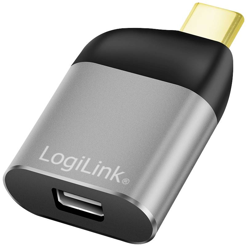 USB-C-auf-Micro-USB-Adapter von LogiLink, mit silbernem Gehäuse und goldfarbenem USB-C-Stecker, zum Verbinden von Geräten.