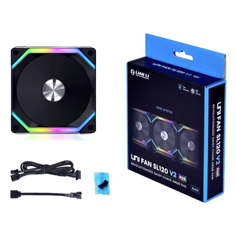 Lian Li UNI FAN SL120 V2 PC-Gehäuse-Lüfter Schwarz (B x H x T) 120 x 120 x 28 mm