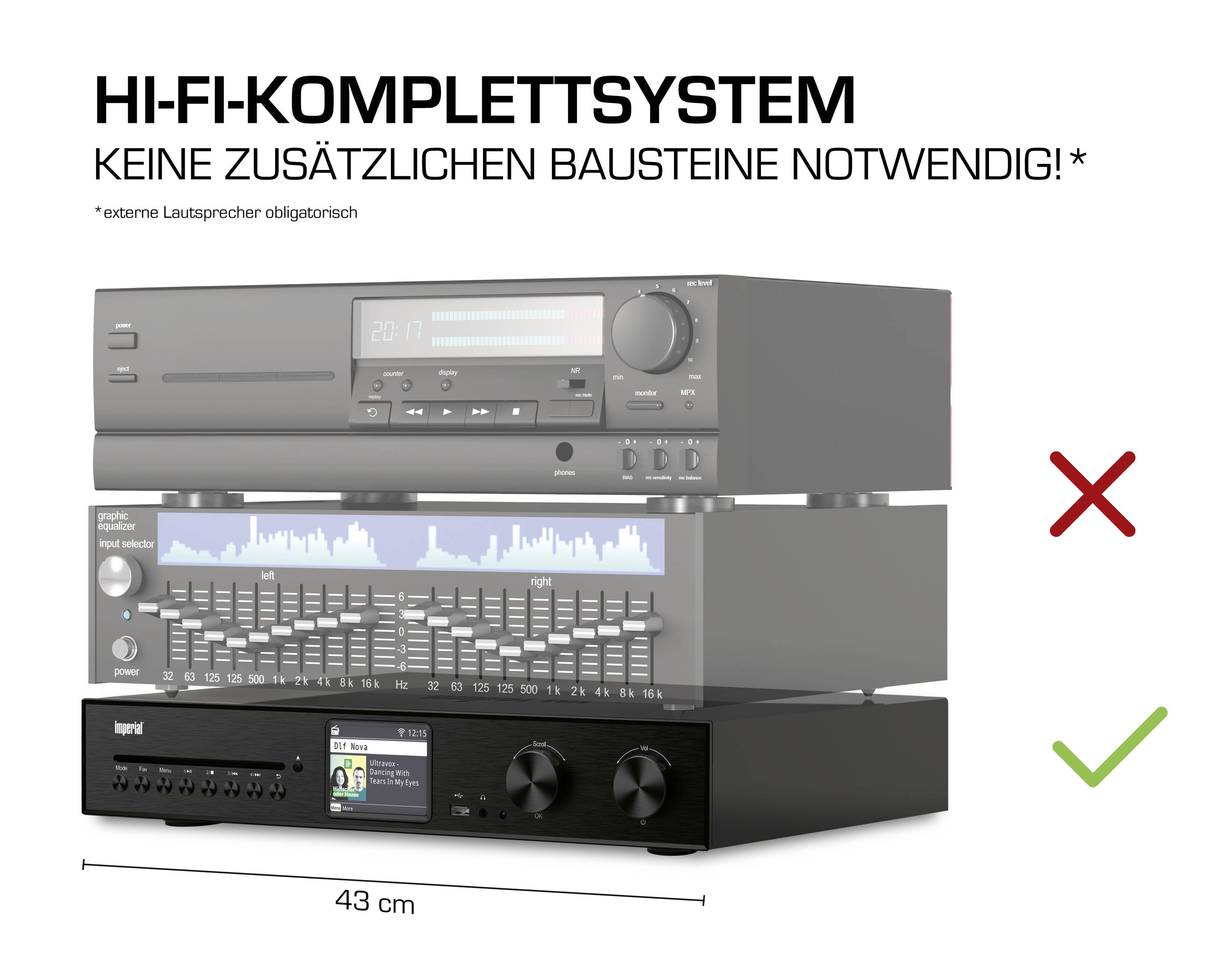 Imperial DABMAN i560 CD Stereo Receiver 2x30 W Schwarz CD-Player, DAB+, Bluetooth®, USB, WLAN