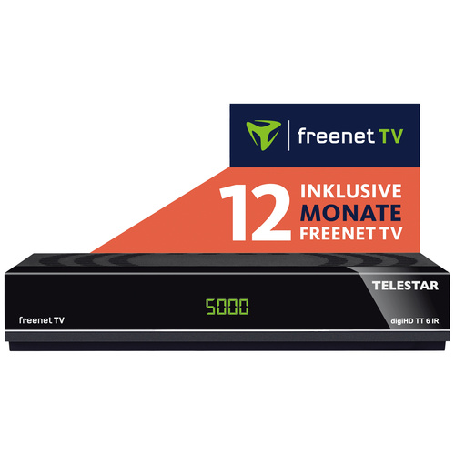 Telestar digiHD TT 6 IR DVB-C & DVB-T2 Kombo-Receiver Kartenleser, inklusive freenet TV, Ethernet-Anschluss Anzahl Tuner: 1