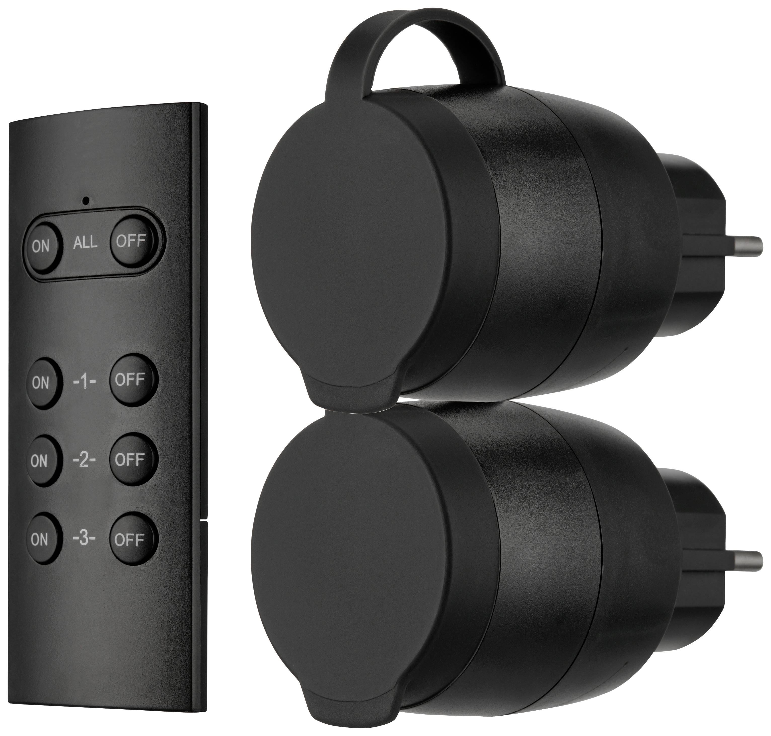 REV Funkschalt-Set IP44 Mini2+1sw 0085600503 Funk-Steckdosen-Set 3teilig Außenbereich 3680W