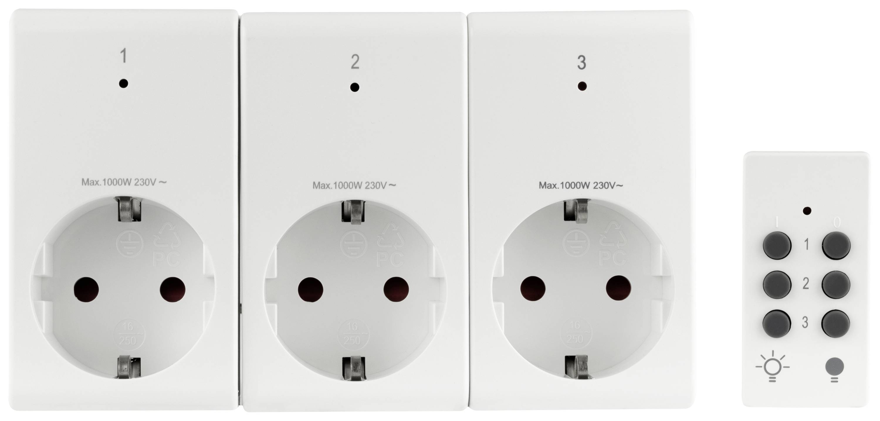 REV Funkschalt-Set Standard 3+1 ws 00834514 Funk-Steckdosen-Set 4teilig Innenbereich 1000W