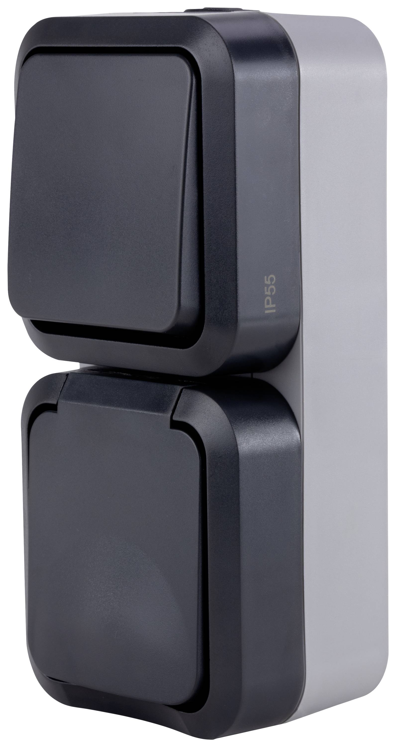 REV Komplett Schalter/Steckdosen Kombination AquaStorm Hellgrau, Schwarz 0004860400 1St.