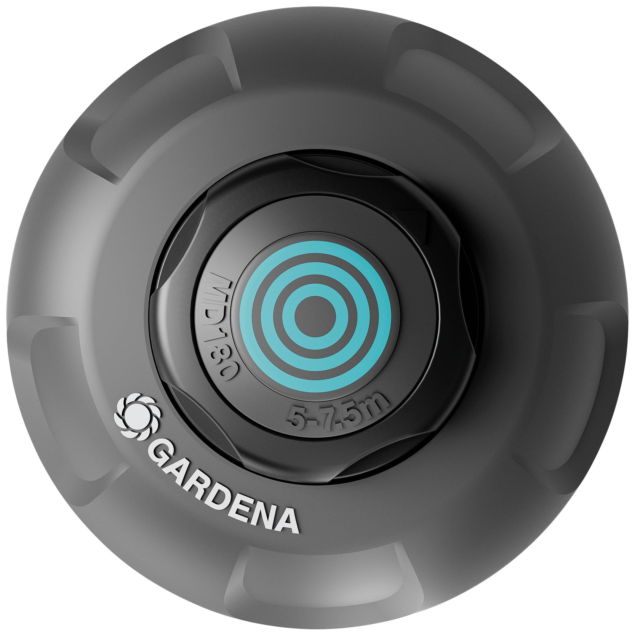 'Gardena Turbinen-Versenkregner T 380'; Kreisförmiger Rasensprenger aus robustem Kunststoff, geeignet für mittelgroße Rasenflächen.